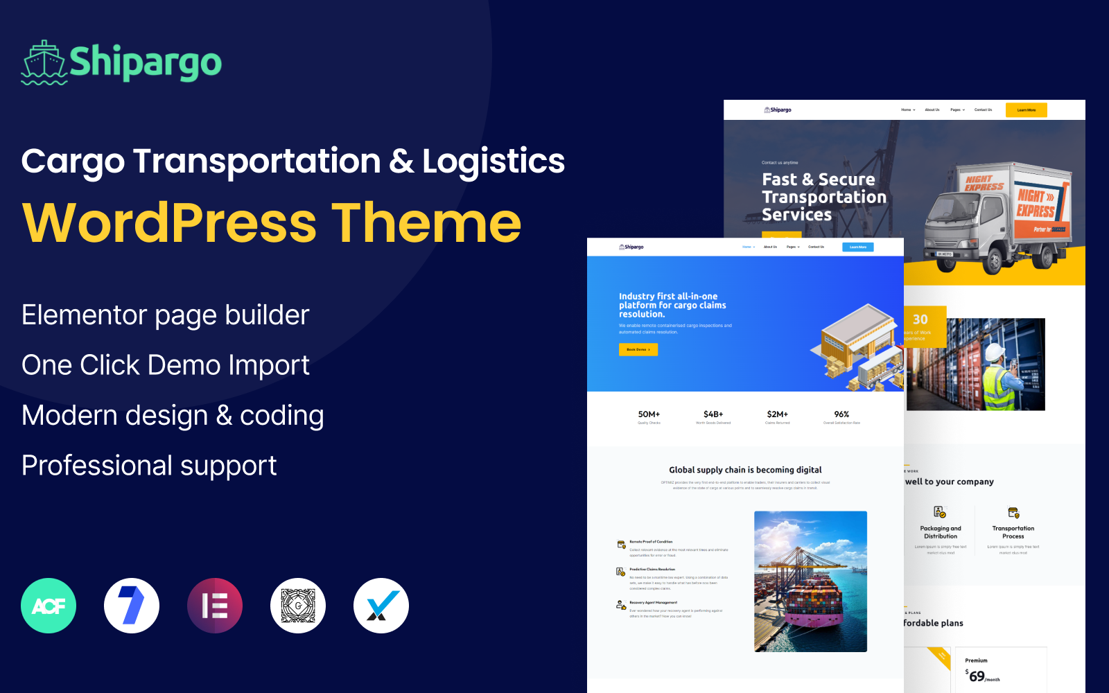 Шаблон WordPress Shipargo - Cargo Transportation And Logistics WordPress Theme Theme WordPress
