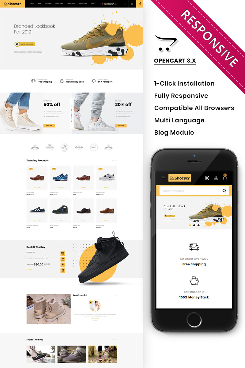 Шаблон OpenCart  Shoeser - The Ultimate Shoe Store 