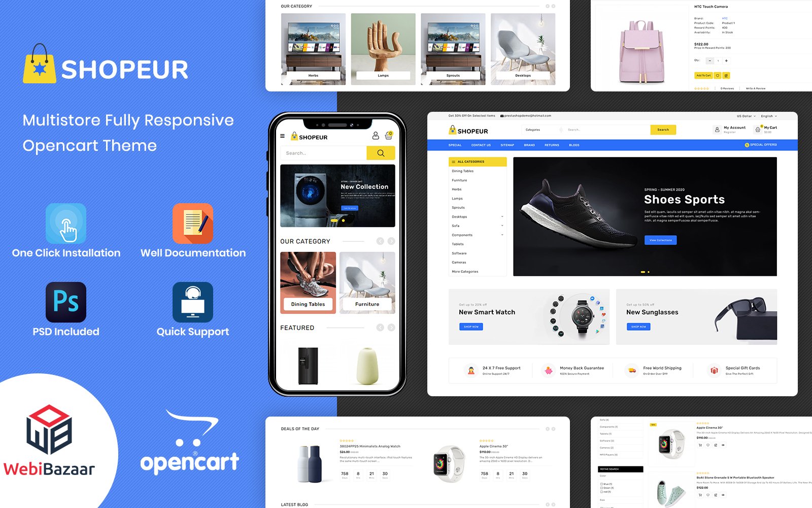 Шаблон OpenCart  Shopeur - Premium Multipurpose OpenCart Theme 