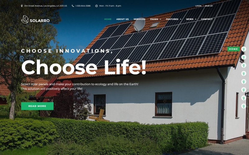 Шаблон WordPress Solarro - Solar Energy Company WordPress Elementor Theme Theme WordPress