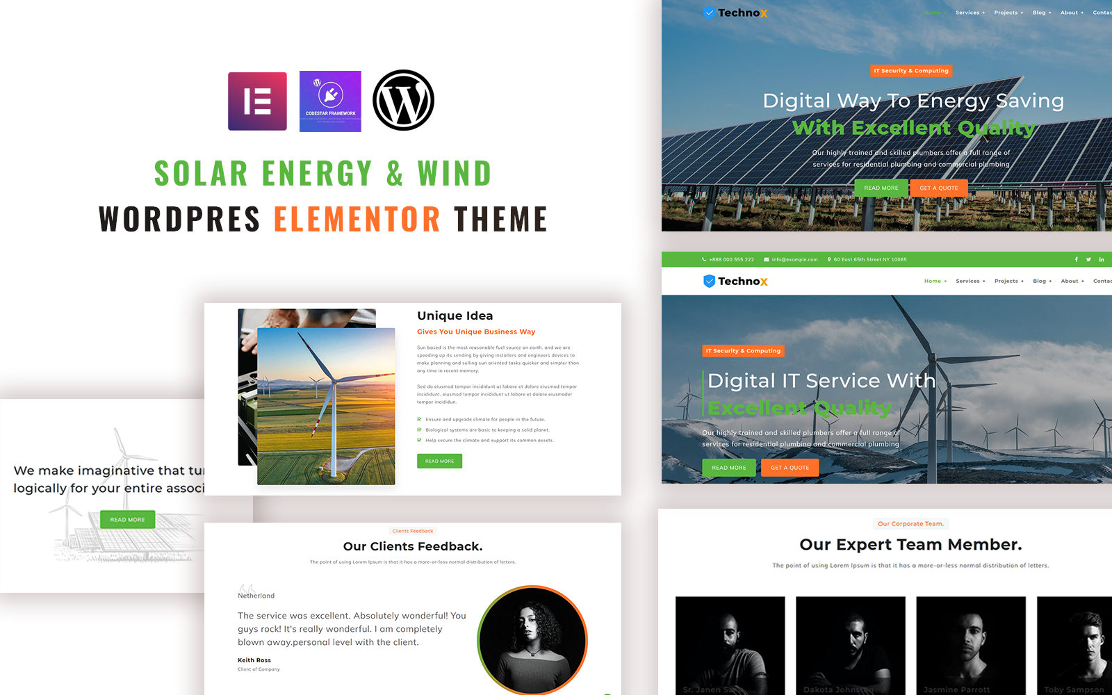 Шаблон Wordpress Solarwind - Solar Energy and Wind WordPress Elementor Theme Theme WordPress