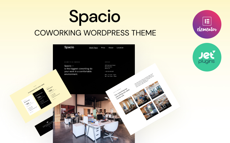 Шаблон WordPress Spacio - Coworking Тема WordPress to Unite Workers