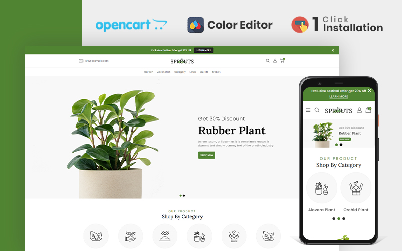 Шаблон OpenCart  Sprouts Plant Store 