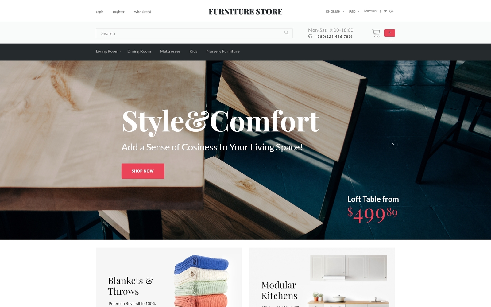 Шаблон OpenCart  Style & Comfort - Furniture Store 