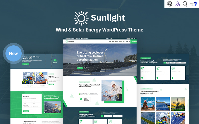 Шаблон Wordpress Sunlight - Wind and Solar Energy Responsive Theme WordPress