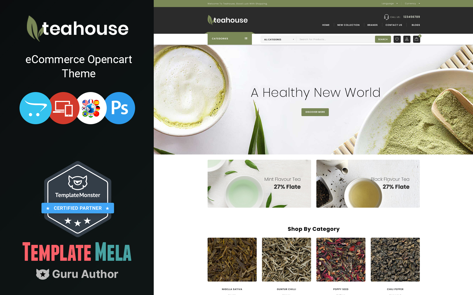 Шаблон OpenCart  Teahouse - Food and Drinks Store 