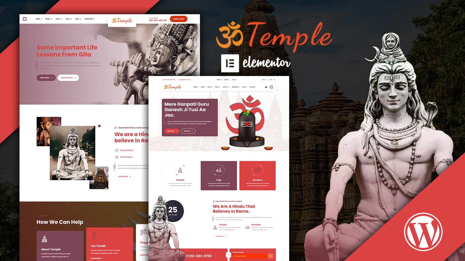 Шаблон WordPress Temple Oriental Shrine Elementor Theme WordPress
