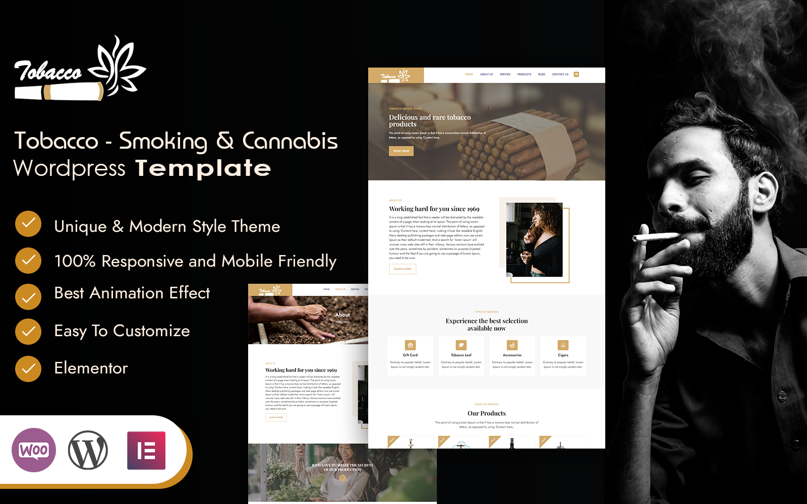 Шаблон Wordpress Tobacco - Smoking & Cannabis Theme WordPress