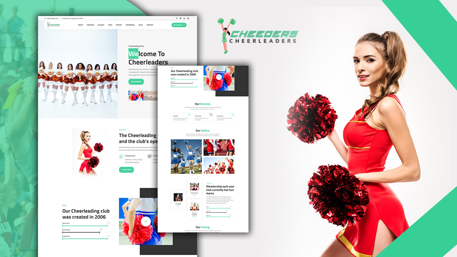Шаблон Wordpress Tomaar-Cheeders Cheerleading Team Landing Page Theme WordPress