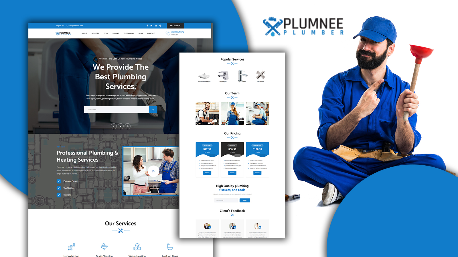 Шаблон WordPress Tomaar-Plumnee Plumbing Services Landing Page Theme WordPress