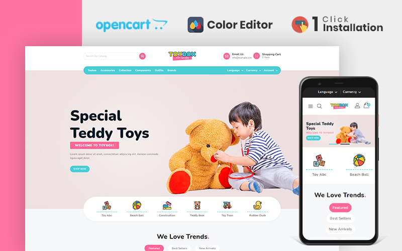 Шаблон OpenCart  Toybox Clothing & Toys Store Opencart Theme 
