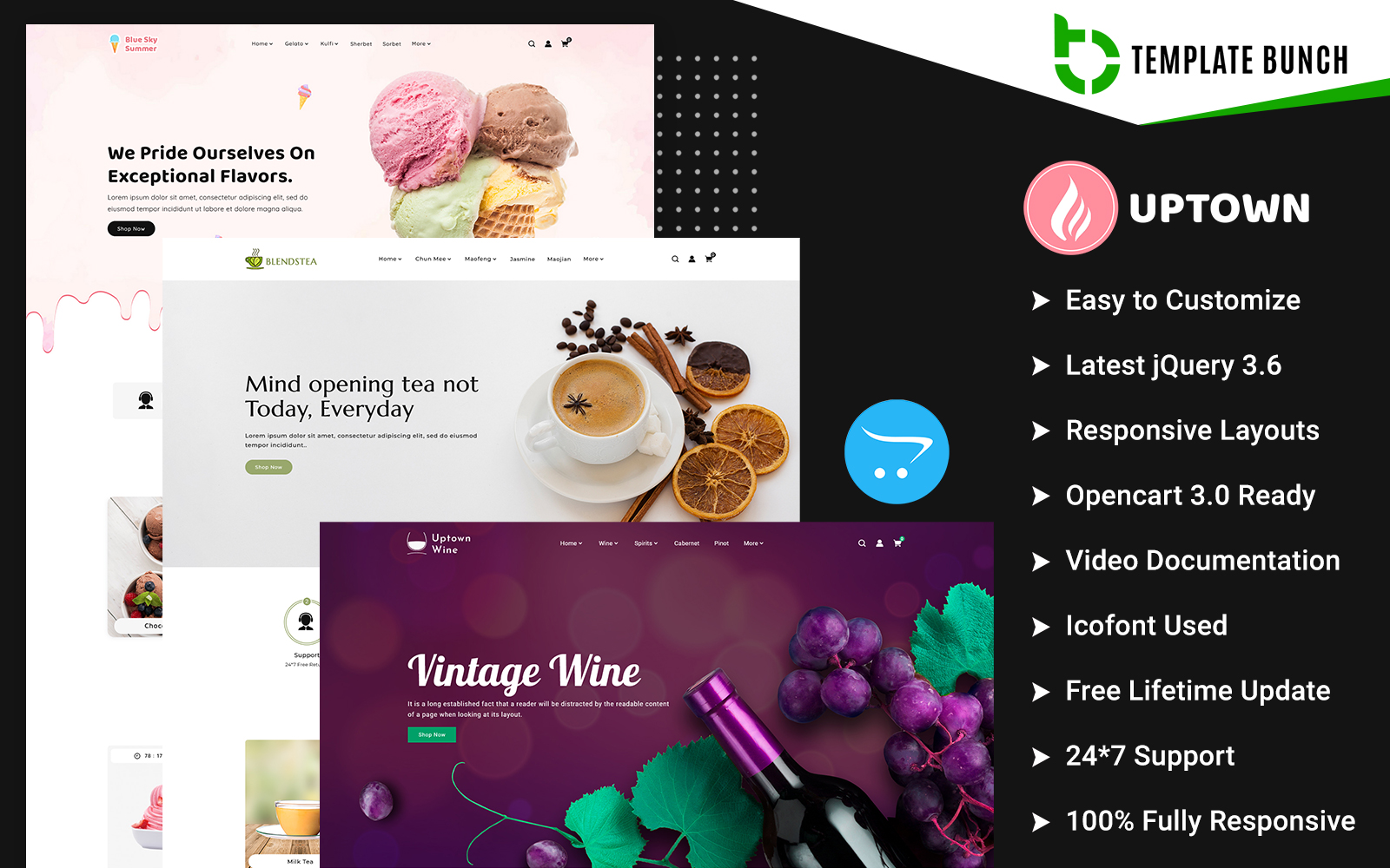 Шаблон OpenCart  Uptown - Summer and Tea With Wine - Responsive OpenCart Theme for eCommerce 