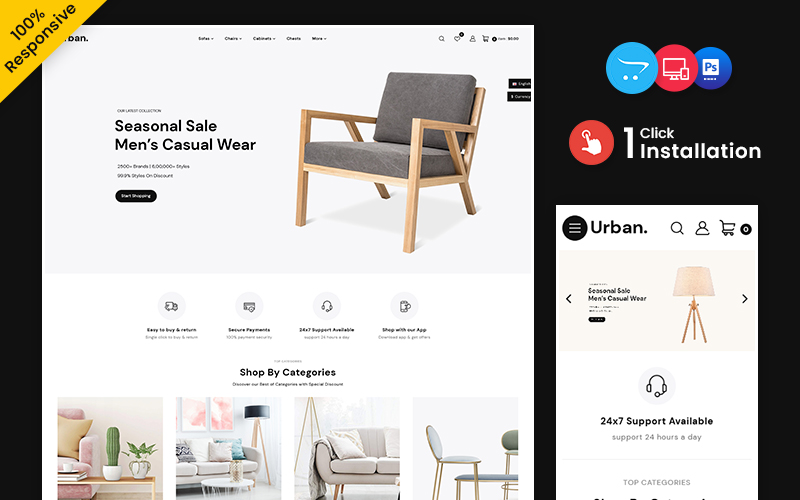 Шаблон OpenCart  Urban – Interior and Furniture Multipurpose OpenCart Store 