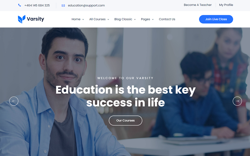 Varsity - School, College, University, Coaching, and Online Course Based Educational Theme WordPress