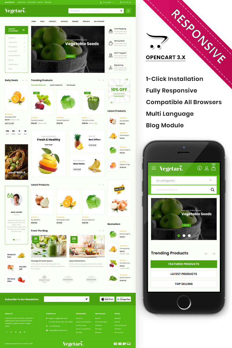 Шаблон OpenCart  Vegetari - The Big Grocery Store 