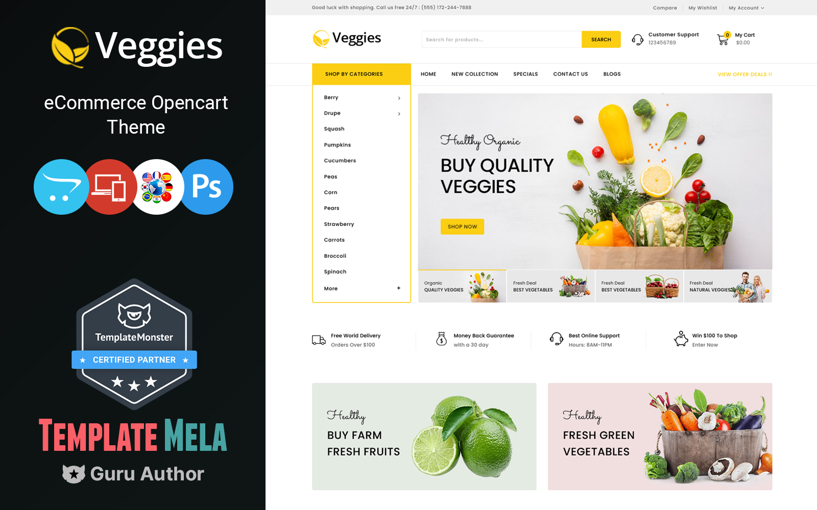 Шаблон OpenCart  Veggies - Multipurpose 