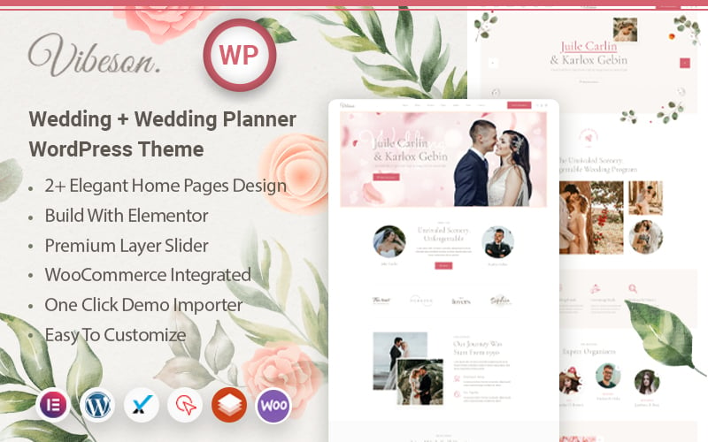 Шаблон Wordpress Vibeson - Elegant Wedding Love Event Planner Photography Wordpress Theme Theme WordPress