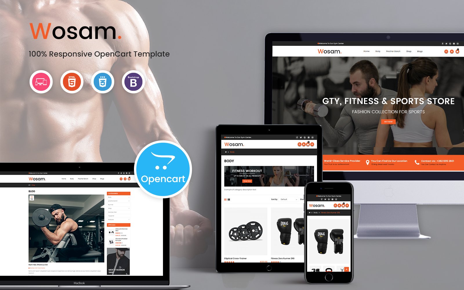 Шаблон OpenCart  Wosam - Fitness & Sports 