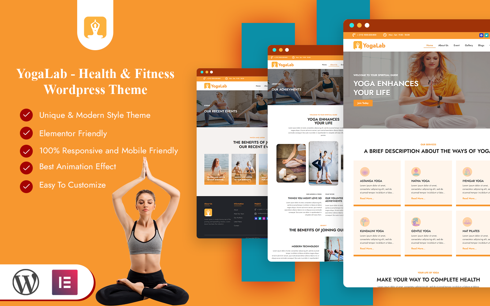 Шаблон Wordpress YogaLab - Yoga Health & Fitness Wordpress Theme Theme WordPress