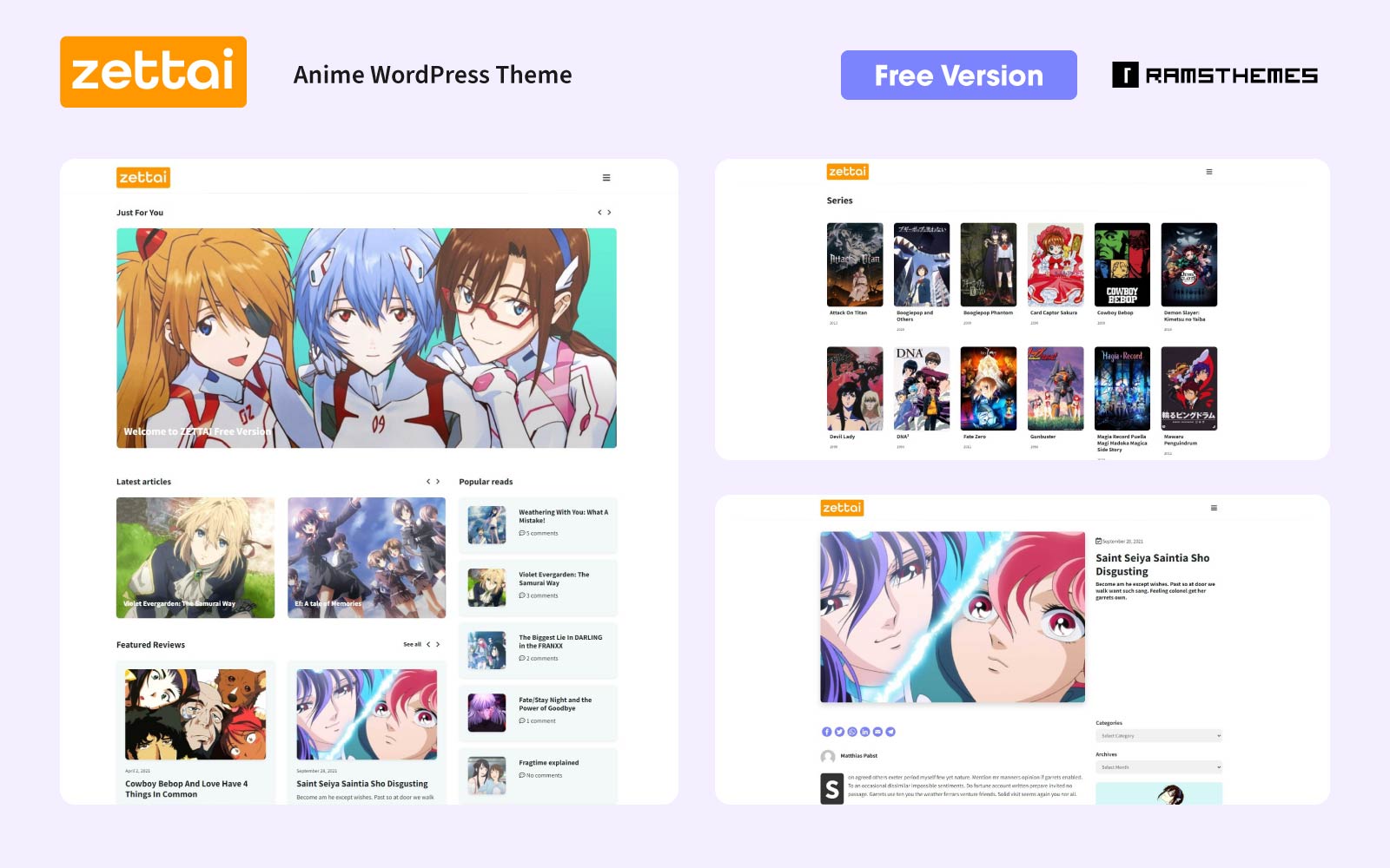 Шаблон Wordpress ZETTAI - Free Anime Theme WordPress