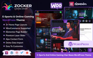 Шаблон Wordpress Zocker - E-Sports Online Gaming Clan News Theme WordPress