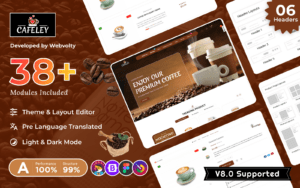 Cafeley VIP Mega Coffee–Tea Nature–Nescafe PrestaShop 8.0 Premium Responsive Theme Тема PrestaShop
