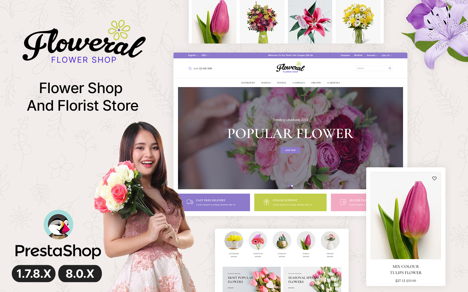 Floweral - Flower and Gift Тема PrestaShop
