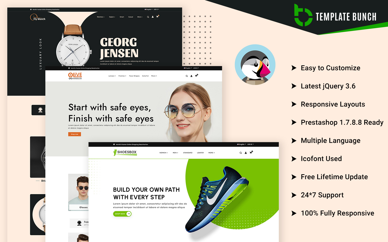 Fly - Watch and Goggles with Shoes - Responsive Prestashop Theme for eCommerce Тема PrestaShop