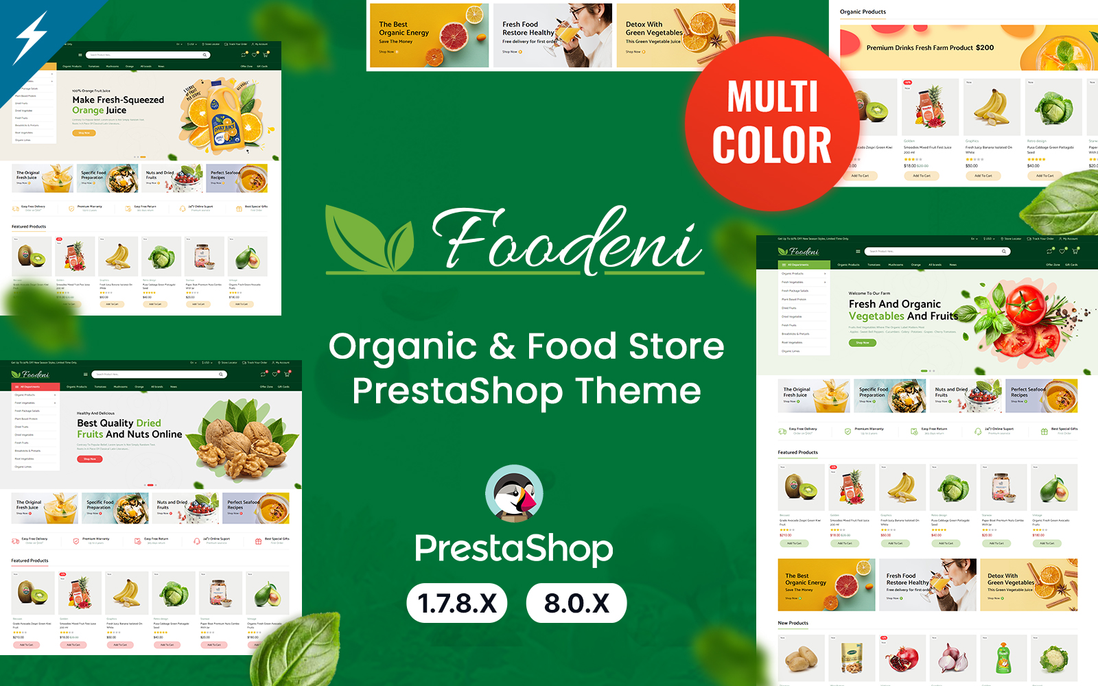 Foodeni - Vegetable, Fruits and Grocery Тема PrestaShop