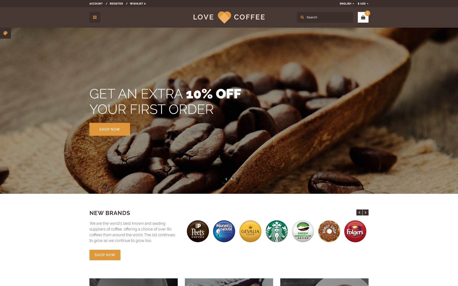 Шаблон OpenCart Love Coffee - Coffee House 