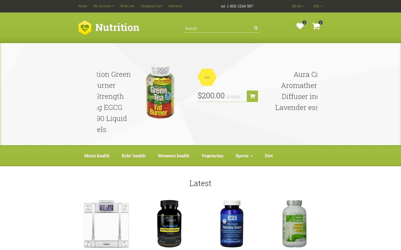 Шаблон OpenCart Nutrition/Supplements 