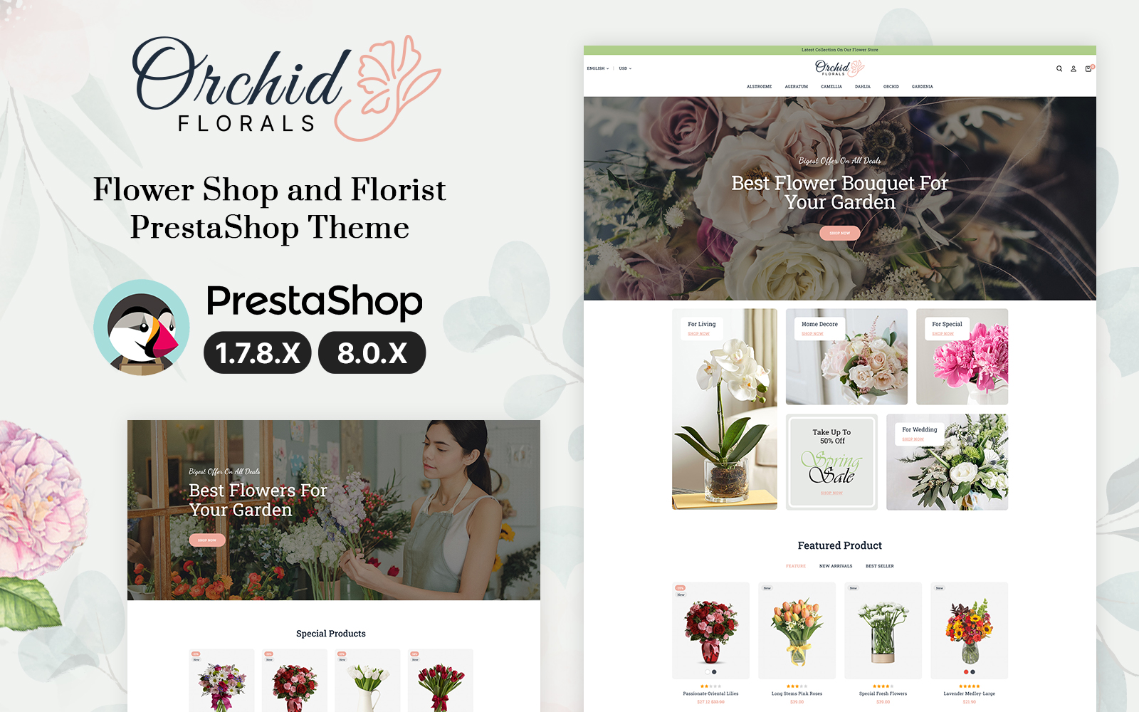 Orchid Florals Flowers and Gifts Тема PrestaShop