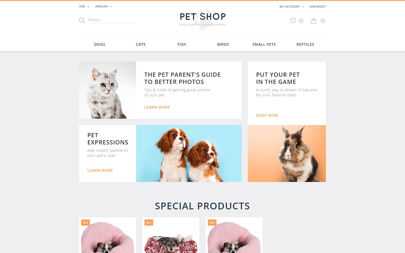 Шаблон OpenCart Pet Shop 