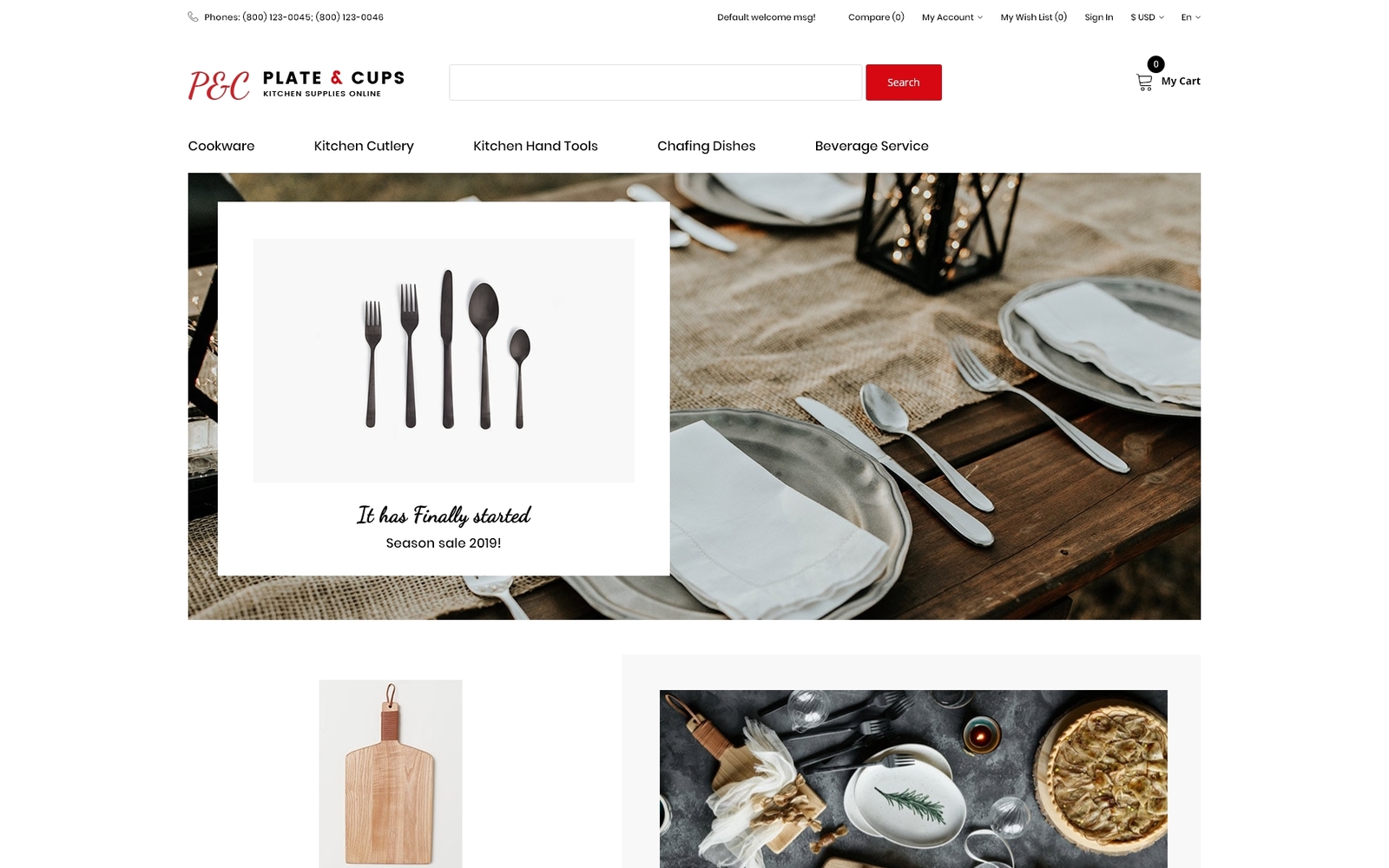 Plate & Cups - Food and Restaurant Simple Clean Bootstrap 