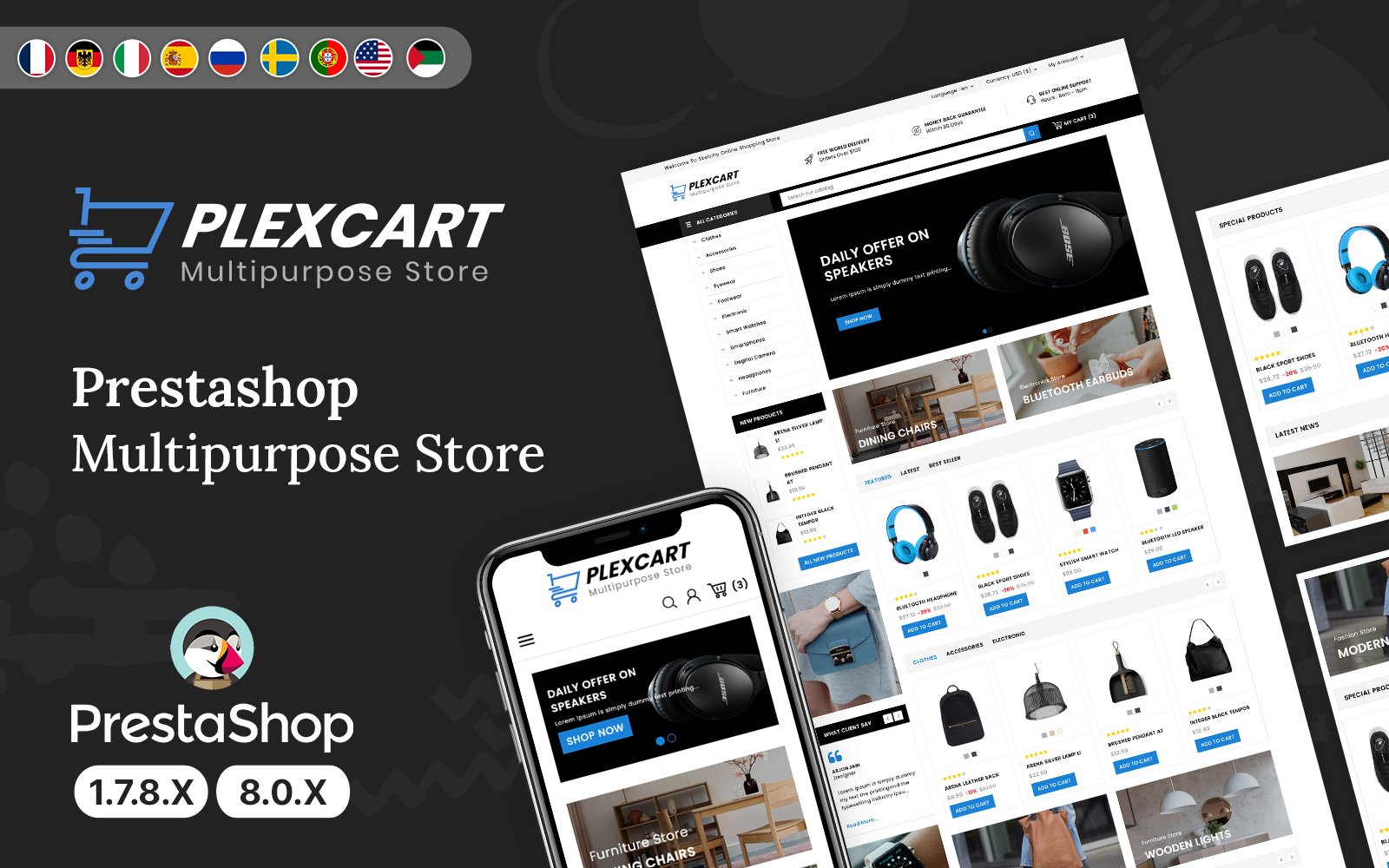 Plexcart Electronics Mega Store Тема PrestaShop