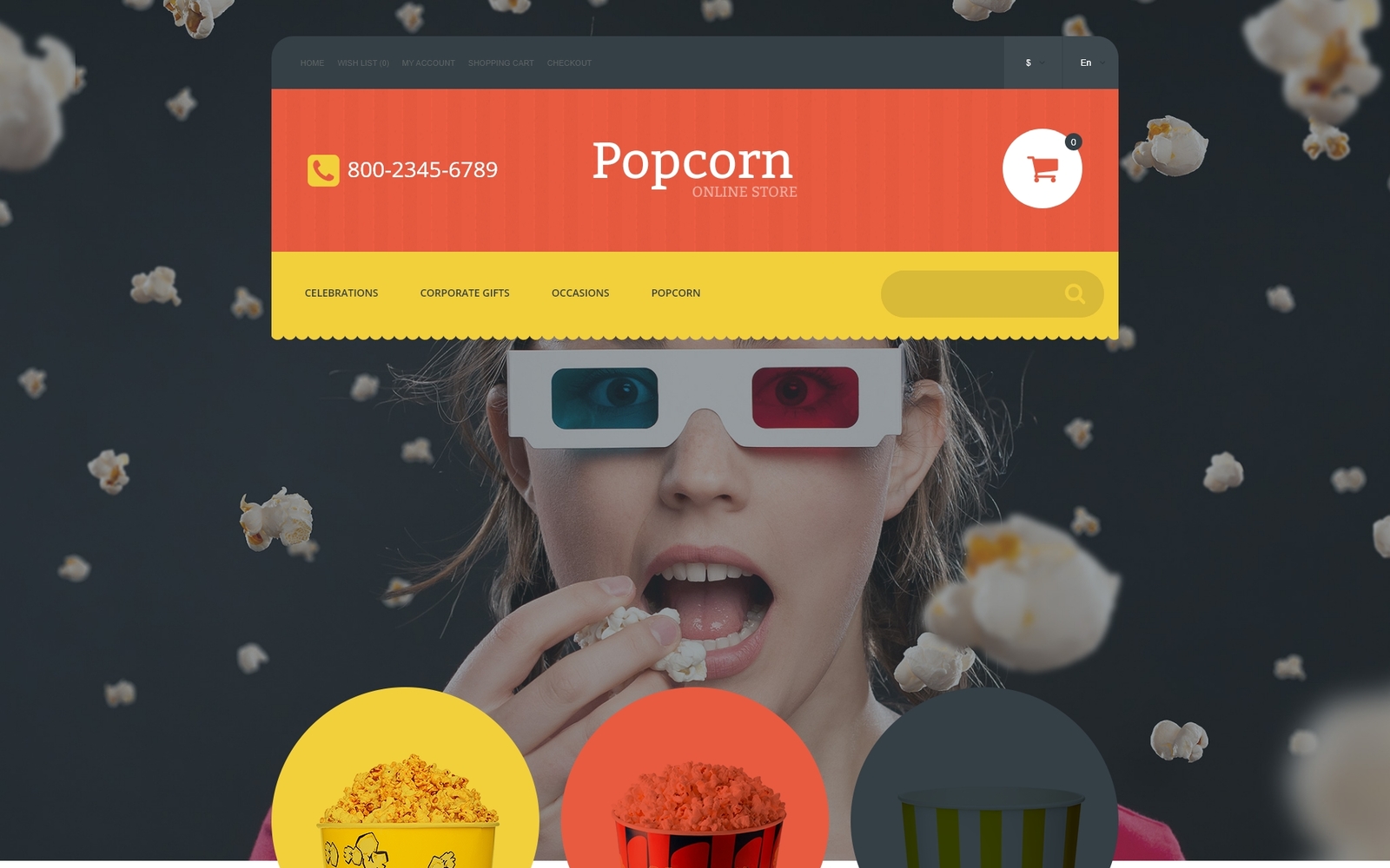 Шаблон OpenCart Popcorn Online Store 