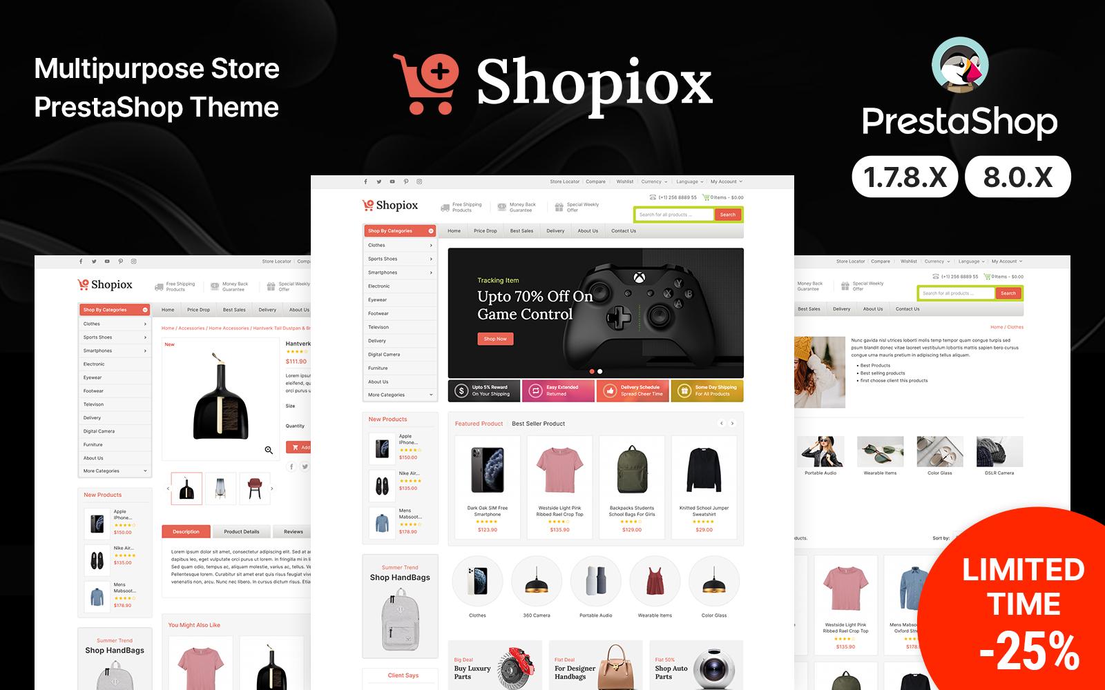 Shopiox - Multipurpose Mega Shop Prestashop Theme Тема PrestaShop