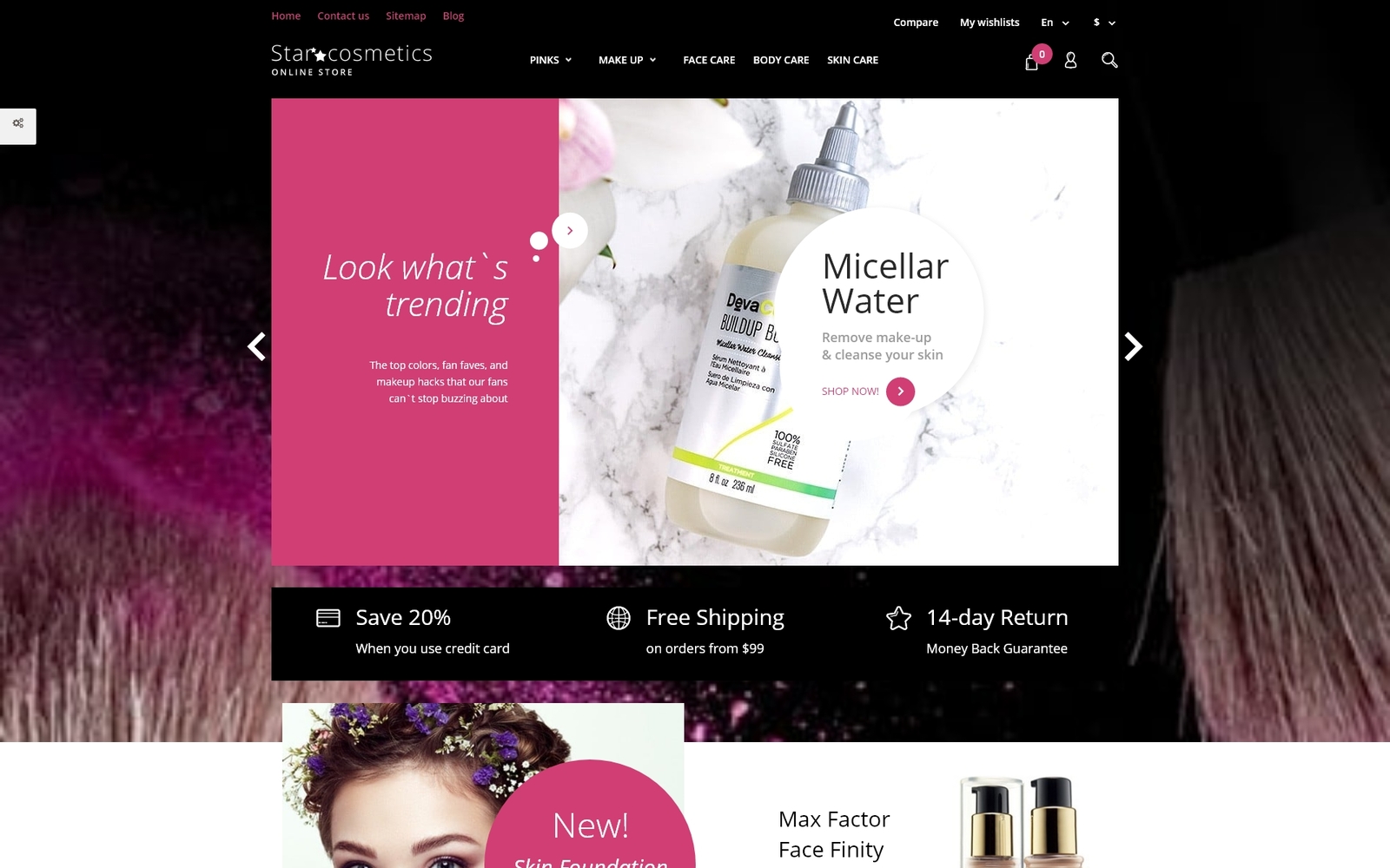 Star Cosmetics - Beauty Store Ecommerce Bootstrap Clean Тема PrestaShop
