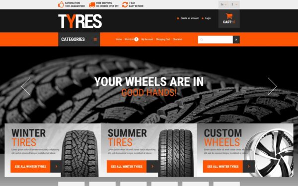 Шаблон OpenCart Wheels and Tyres 