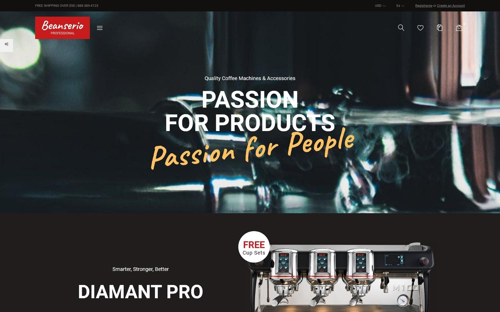 Beanserio - Professional Coffee Machine Store Clean Bootstrap Ecommerce Тема PrestaShop