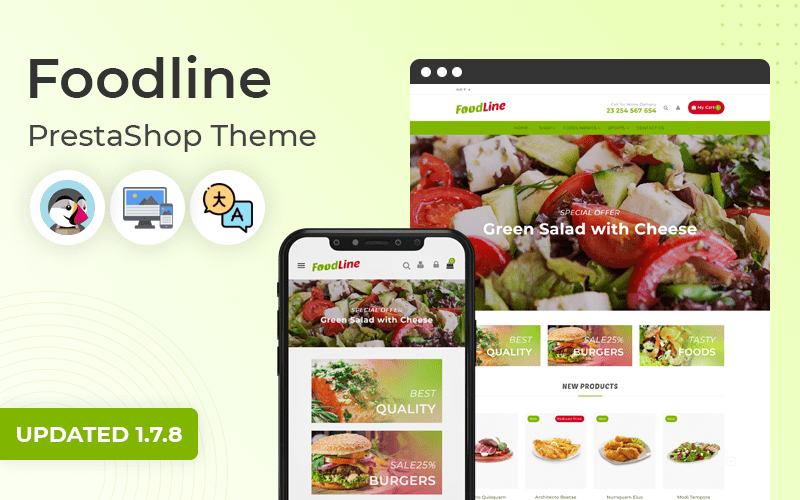 Foodline - Restaurant & Online Food Store Prestashop Theme Тема PrestaShop
