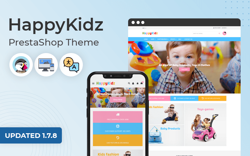 HappyKidz - Kids Fashion and Toys Responsive Prestashop Theme Тема PrestaShop
