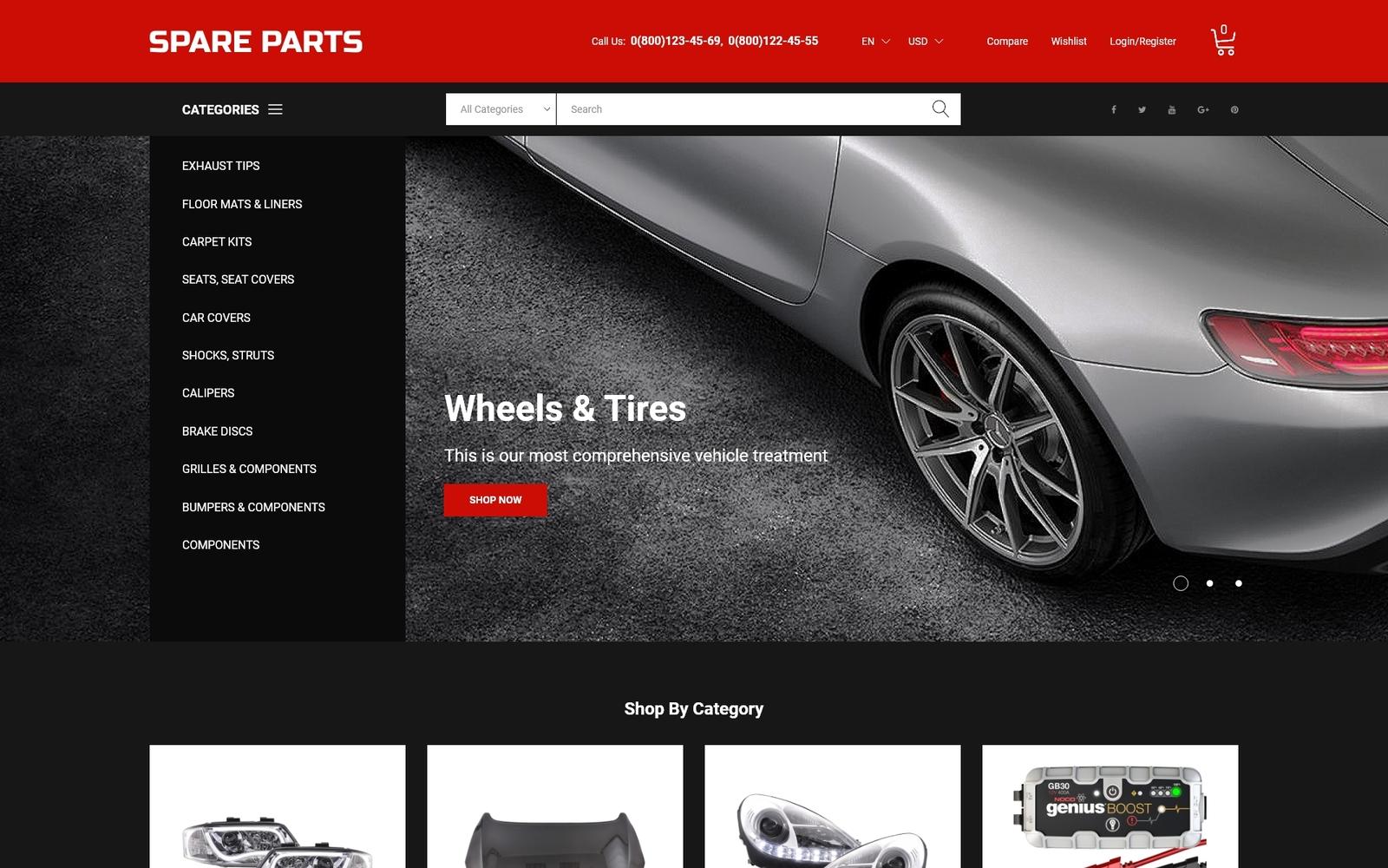 Spare Parts - Automobile Replacement Parts Clean Bootstrap Ecommerce Тема PrestaShop