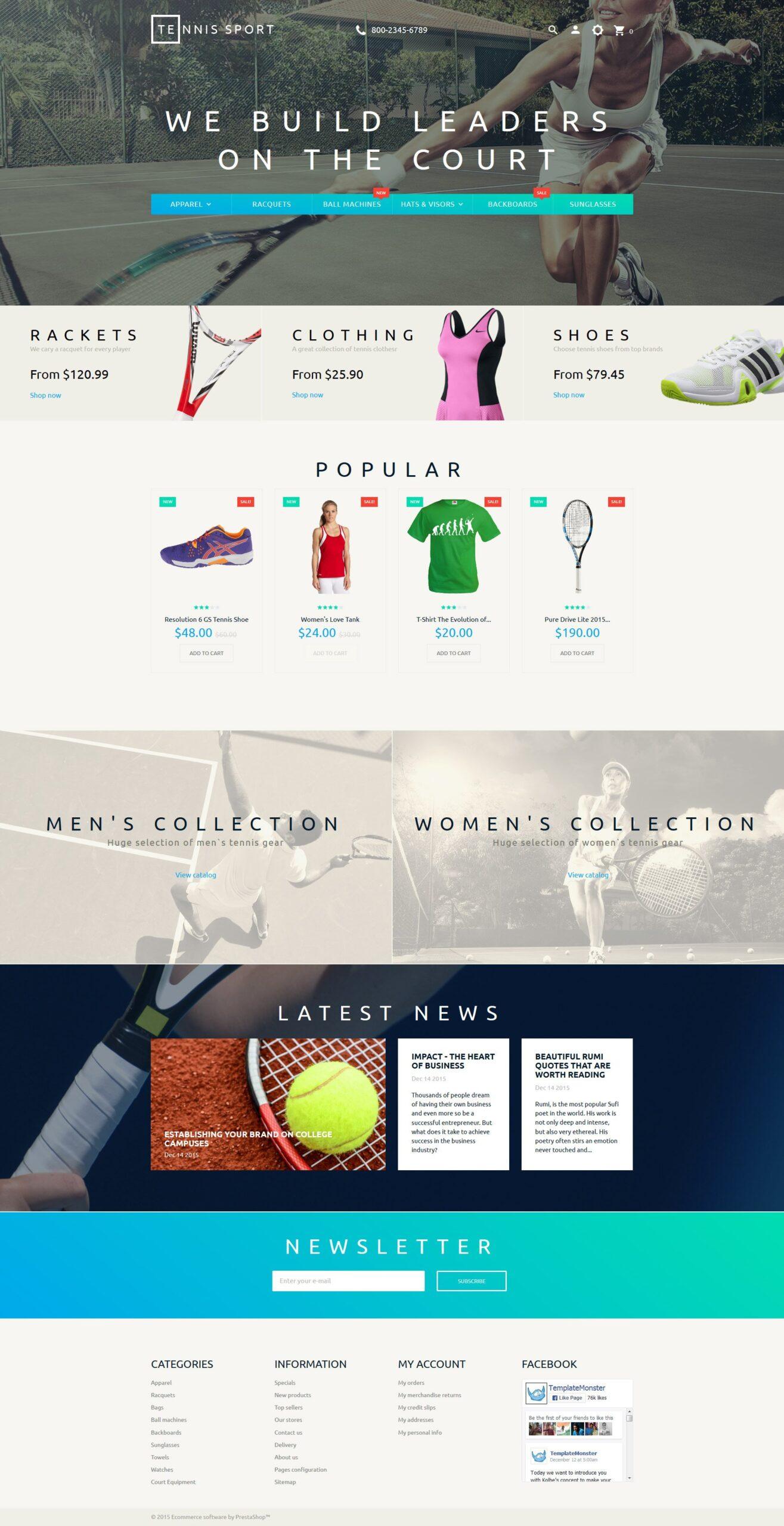 Tennis Sport Тема PrestaShop