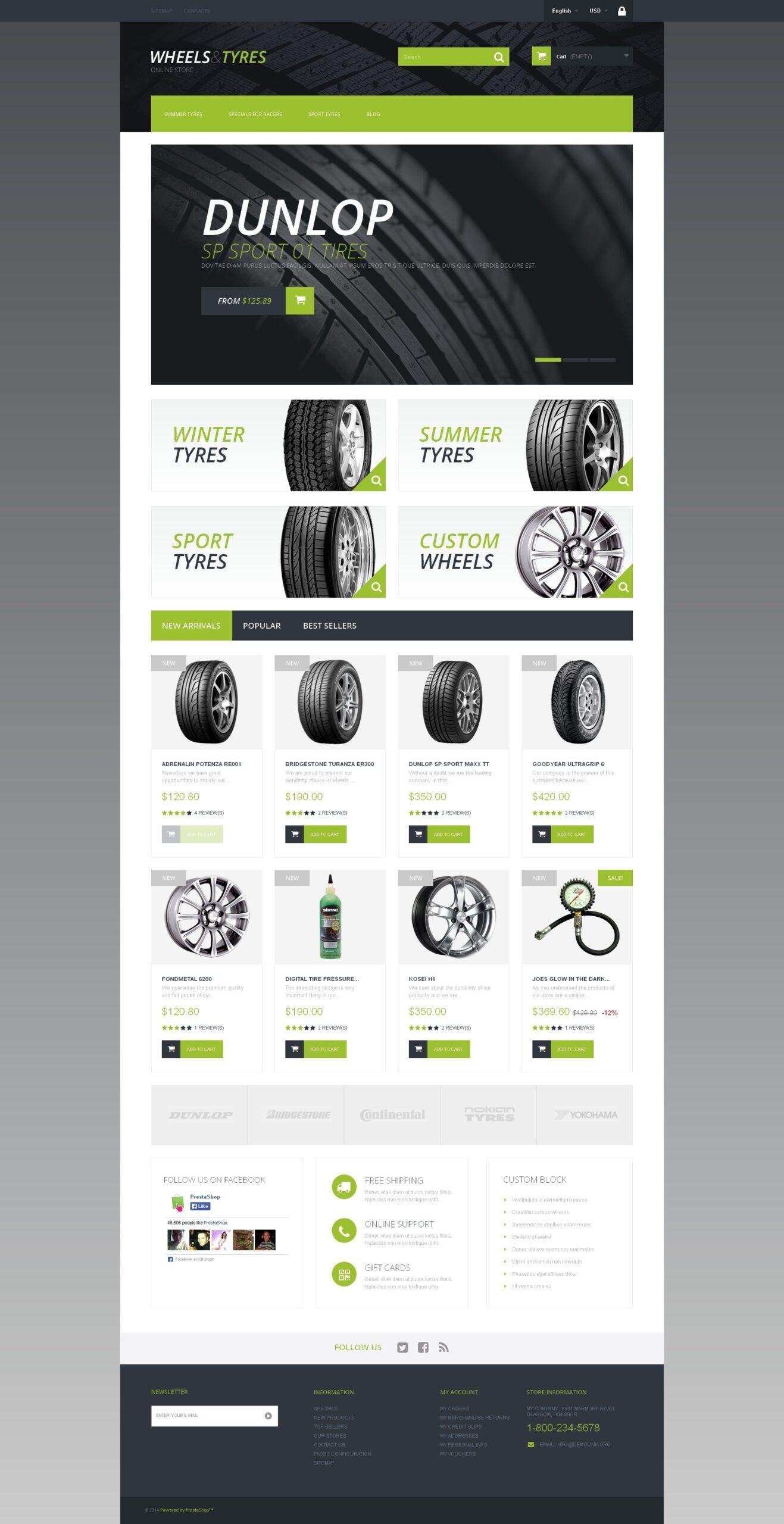 Wheels and Tyres Тема PrestaShop