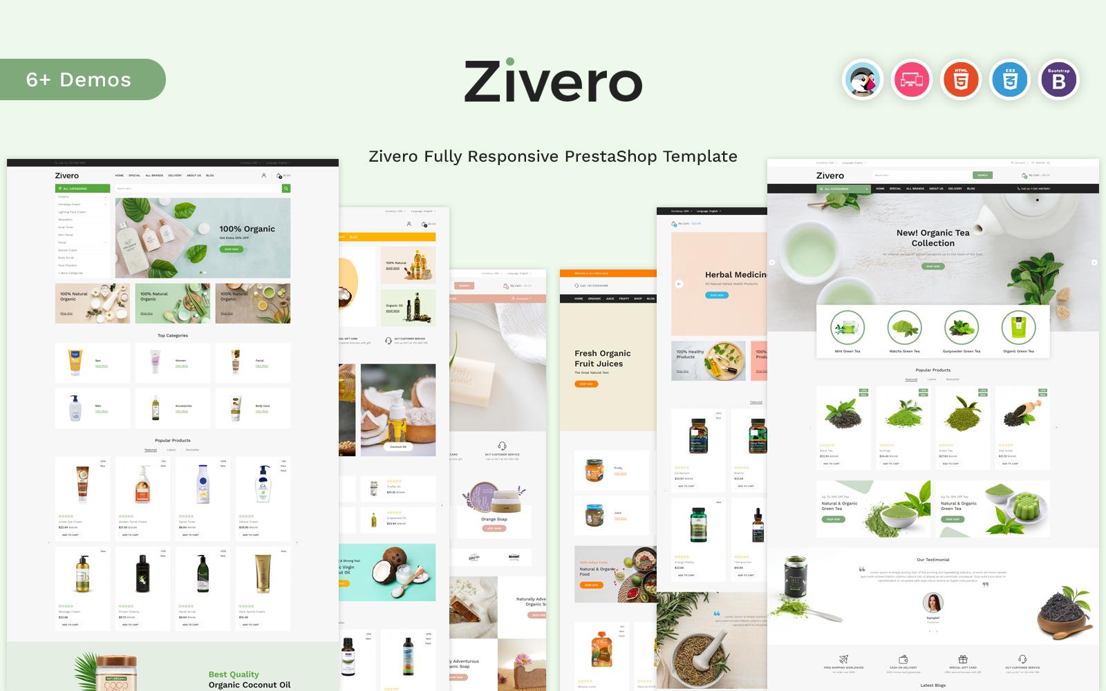 Zivero - Organic & Beauty PrestaShop Template Тема PrestaShop