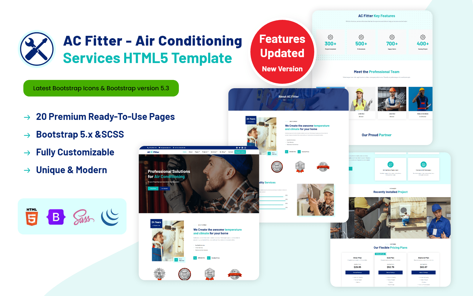 AC Fitter - Air Conditioning Services HTML5 Template Website Template