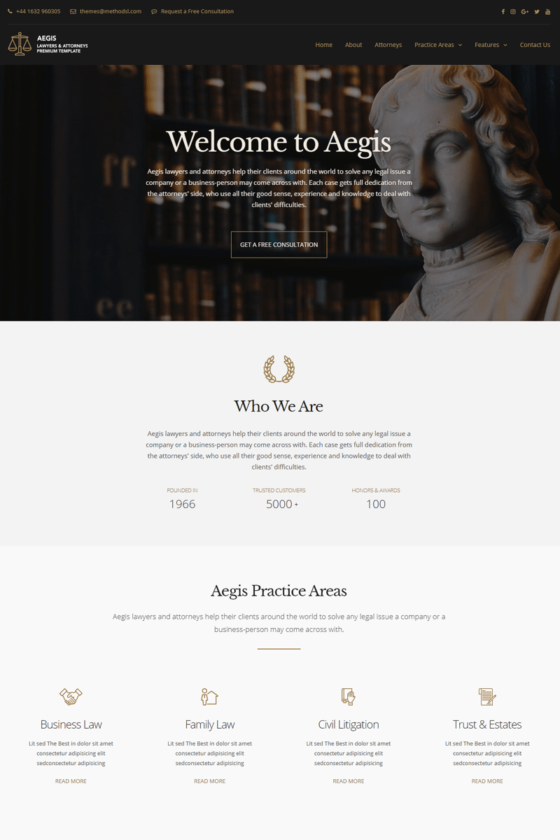 Aegis - Lawyers and Attorneys Bootstrap Template Website Template