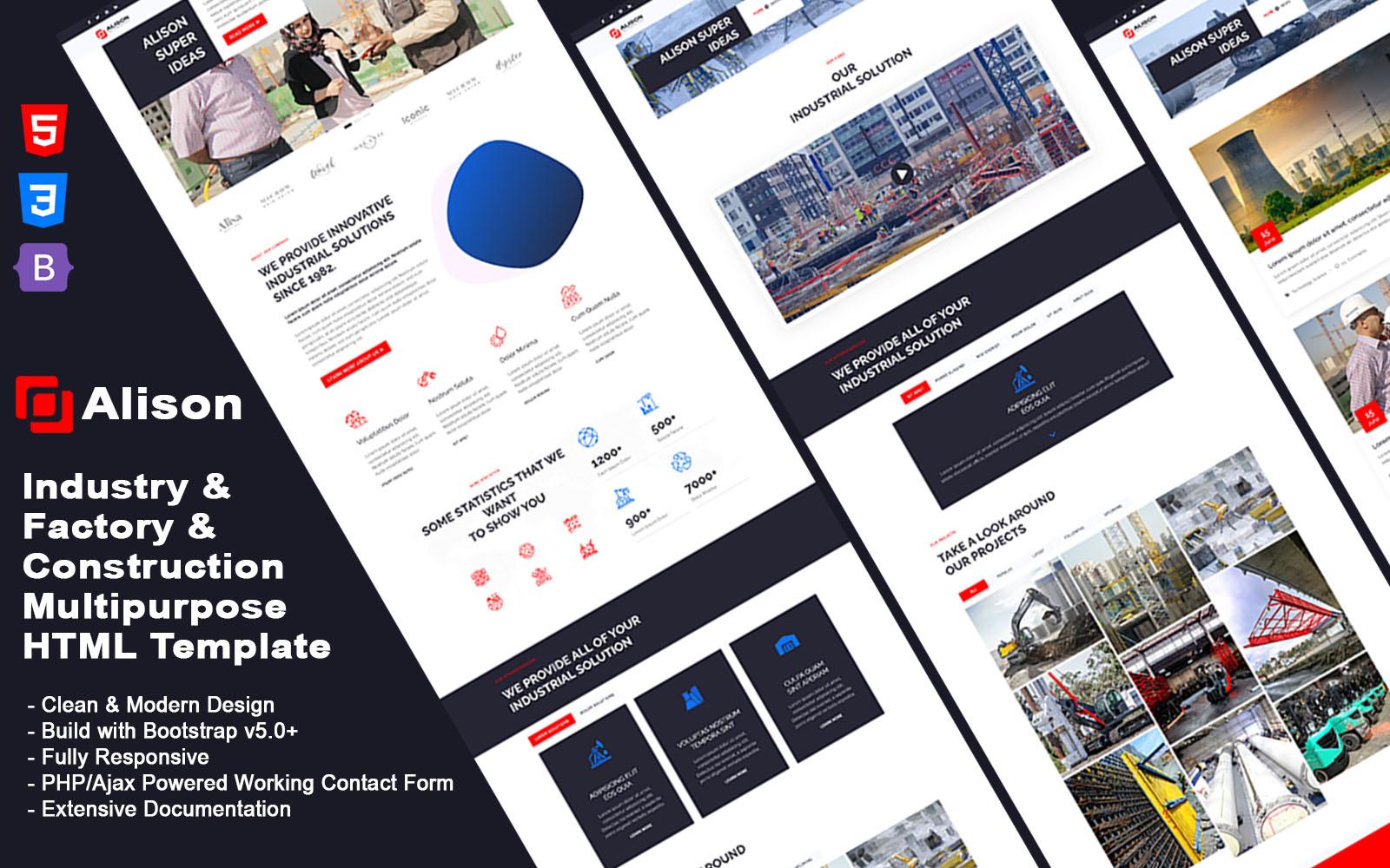 Alison - Industry & Construction & Factory Multipurpose HTML Template Website Template