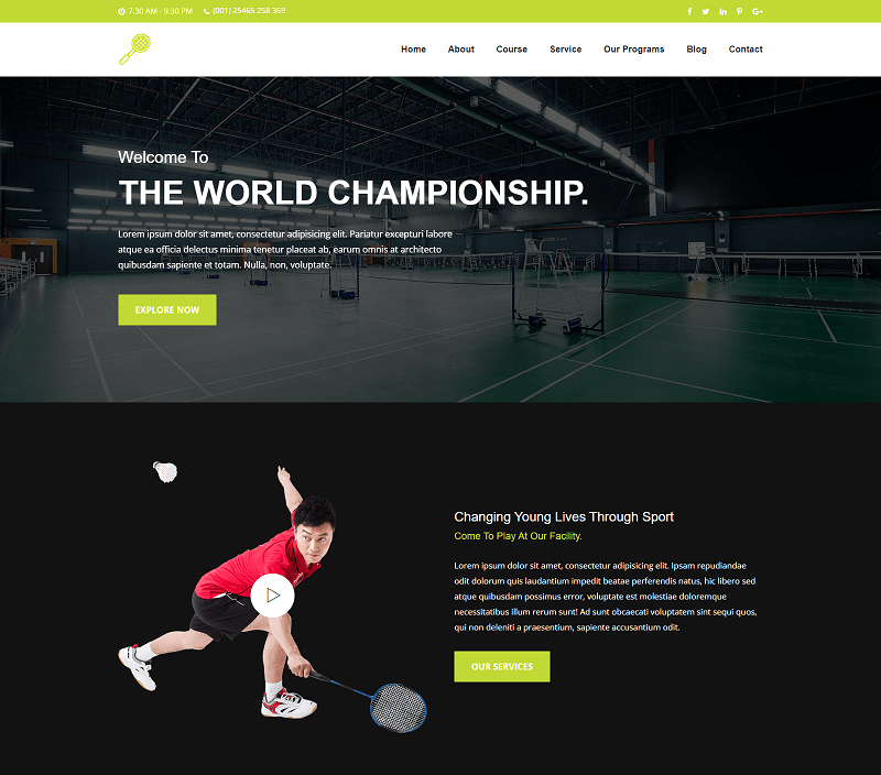Badminton School & Sports Club Html Template Website Template
